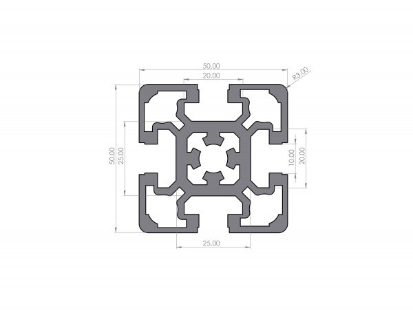 Aluminiumprofil 50x50 Nut 10 B-Typ